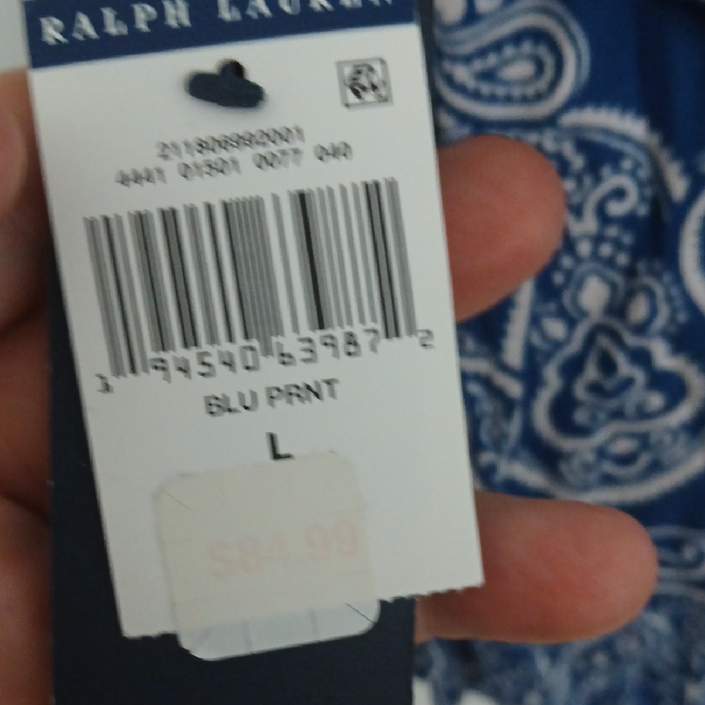 Ralph Lauren Blue and White Paisley Print